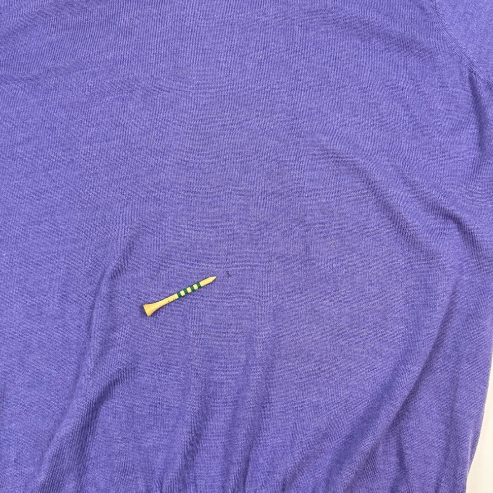 Peter Millar Mens V Neck Sweater Purple Merino Wool Silk Blend Size L - Picture 10 of 10